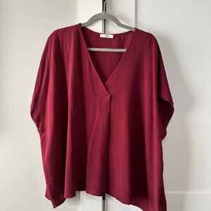 Entro Red/Burgundy Dolman Sleeve Blouse